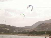 Kite sailing on the bay